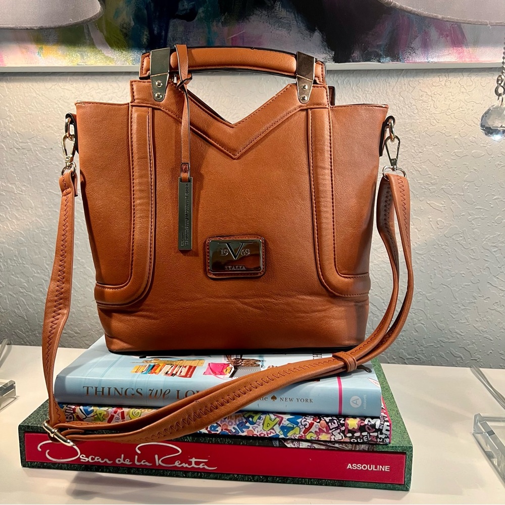 Brown Versace Handbag w Gold Hardware